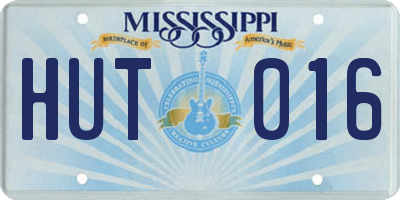 MS license plate HUT016