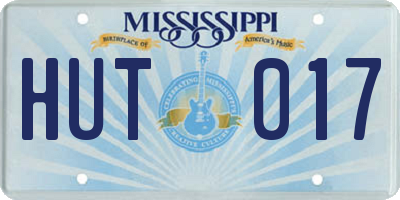 MS license plate HUT017