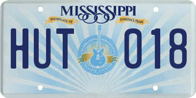 MS license plate HUT018