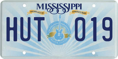 MS license plate HUT019