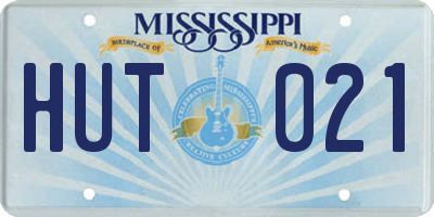 MS license plate HUT021