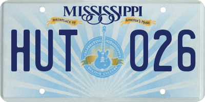 MS license plate HUT026
