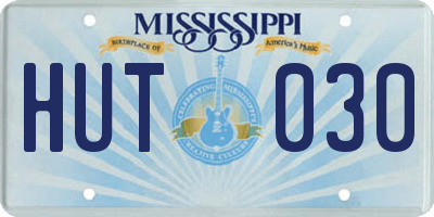MS license plate HUT030