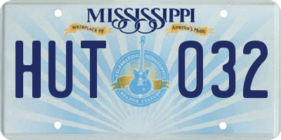 MS license plate HUT032