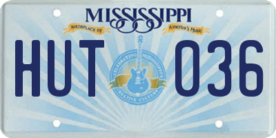 MS license plate HUT036