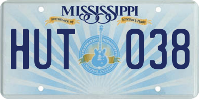 MS license plate HUT038