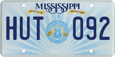 MS license plate HUT092