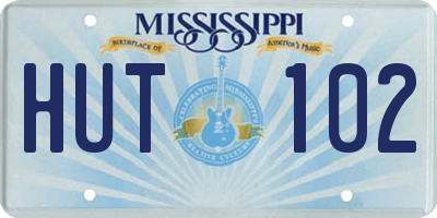 MS license plate HUT102