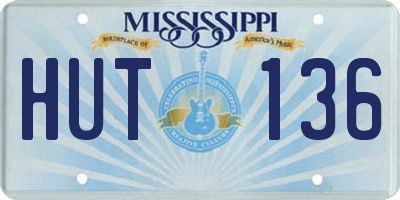 MS license plate HUT136