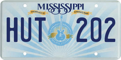 MS license plate HUT202