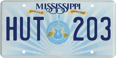 MS license plate HUT203