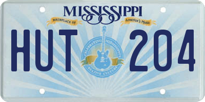 MS license plate HUT204