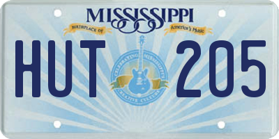 MS license plate HUT205
