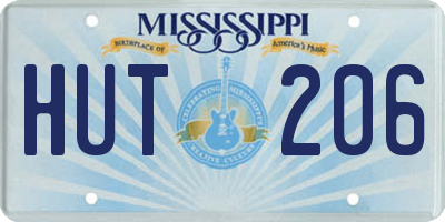 MS license plate HUT206