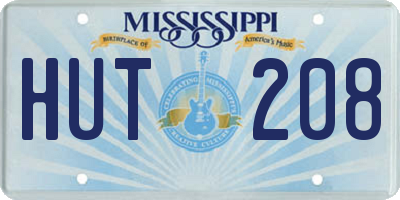 MS license plate HUT208