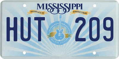 MS license plate HUT209