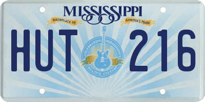MS license plate HUT216