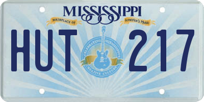 MS license plate HUT217