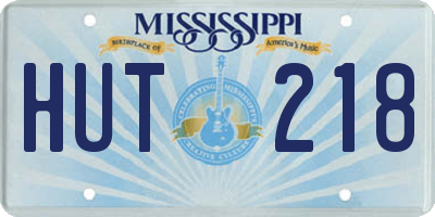 MS license plate HUT218