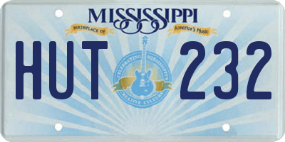 MS license plate HUT232