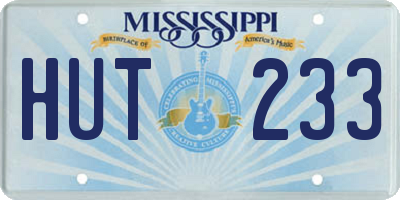 MS license plate HUT233