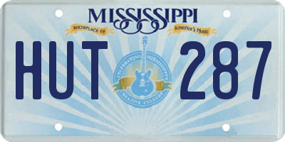 MS license plate HUT287