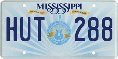 MS license plate HUT288