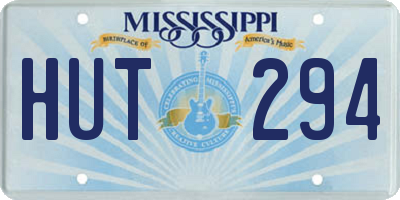 MS license plate HUT294