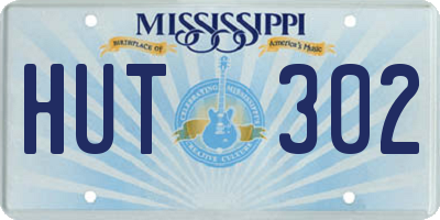 MS license plate HUT302