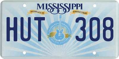 MS license plate HUT308