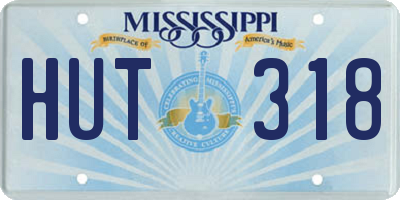 MS license plate HUT318