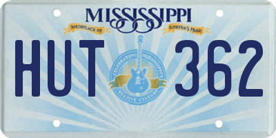 MS license plate HUT362