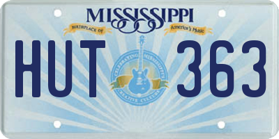 MS license plate HUT363