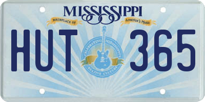 MS license plate HUT365