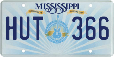 MS license plate HUT366