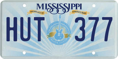 MS license plate HUT377