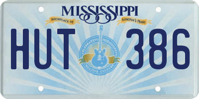 MS license plate HUT386