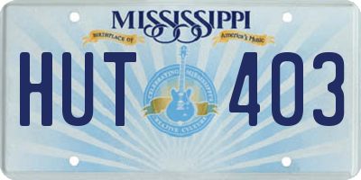 MS license plate HUT403