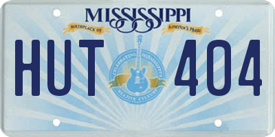 MS license plate HUT404