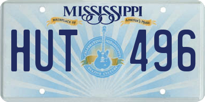 MS license plate HUT496