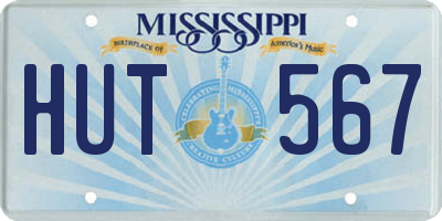 MS license plate HUT567