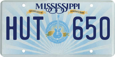 MS license plate HUT650