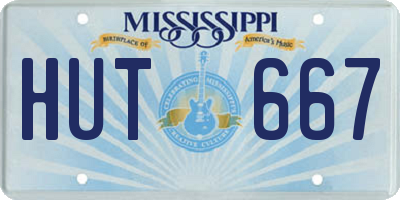 MS license plate HUT667