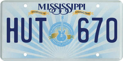 MS license plate HUT670