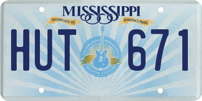 MS license plate HUT671