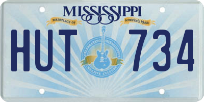 MS license plate HUT734
