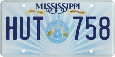 MS license plate HUT758