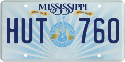 MS license plate HUT760