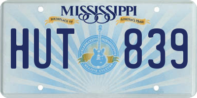 MS license plate HUT839