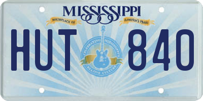 MS license plate HUT840